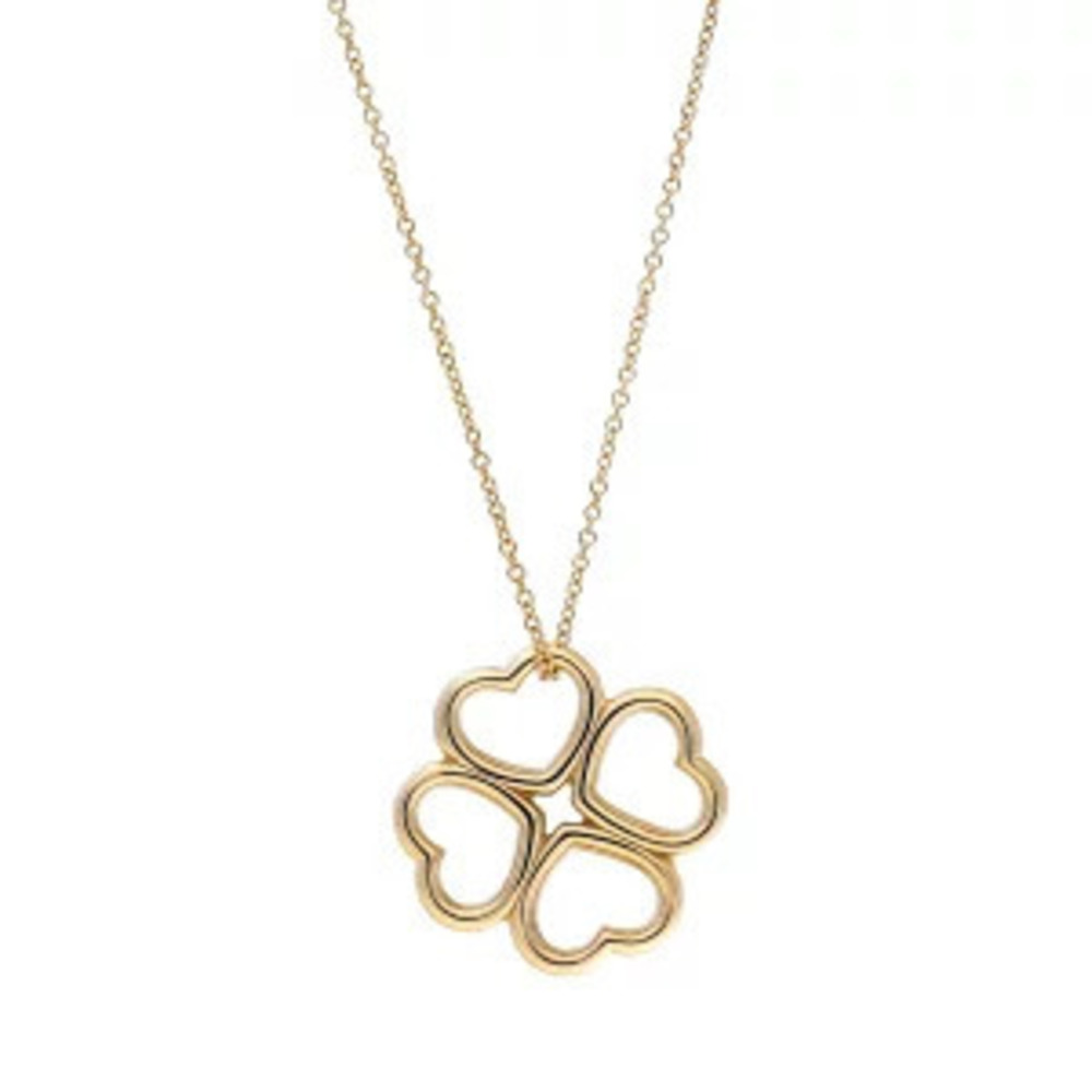 Tiffany Co Clover Heart Necklace Yellow Gold YG